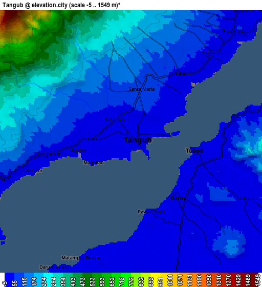 Zoom OUT 2x Tangub, Philippines elevation map