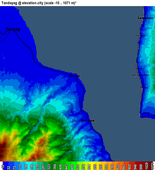 Zoom OUT 2x Tandayag, Philippines elevation map