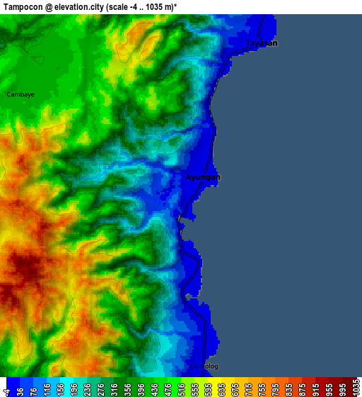 Zoom OUT 2x Tampocon, Philippines elevation map