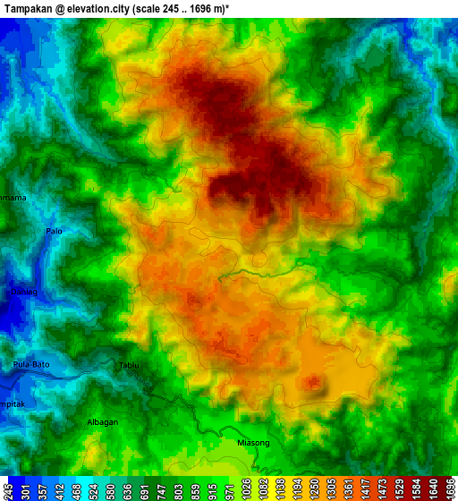 Zoom OUT 2x Tampakan, Philippines elevation map