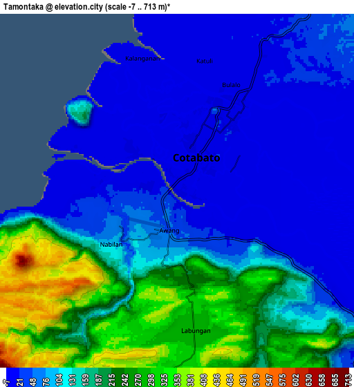 Zoom OUT 2x Tamontaka, Philippines elevation map