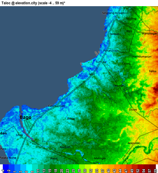 Zoom OUT 2x Taloc, Philippines elevation map