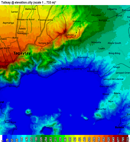 Zoom OUT 2x Talisay, Philippines elevation map