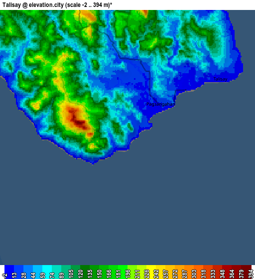 Zoom OUT 2x Talisay, Philippines elevation map