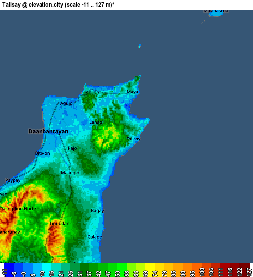 Zoom OUT 2x Talisay, Philippines elevation map