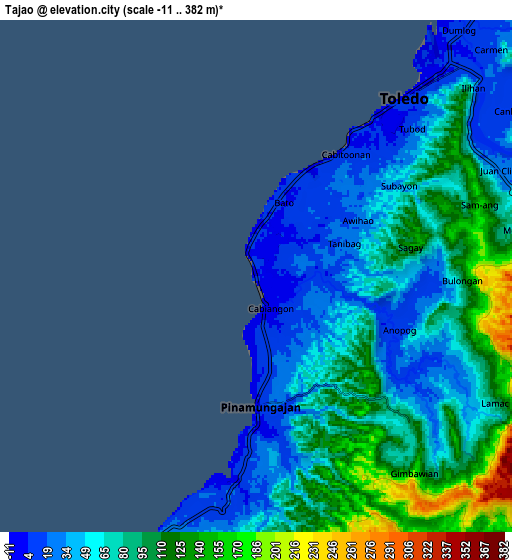 Zoom OUT 2x Tajao, Philippines elevation map