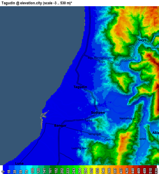 Zoom OUT 2x Tagudin, Philippines elevation map