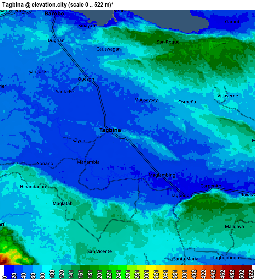 Zoom OUT 2x Tagbina, Philippines elevation map