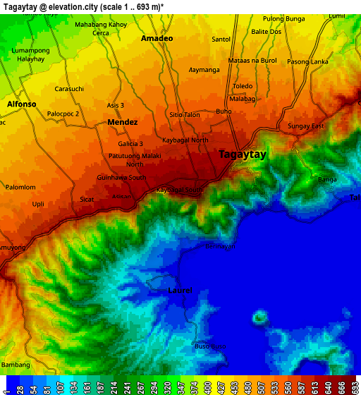 Zoom OUT 2x Tagaytay, Philippines elevation map
