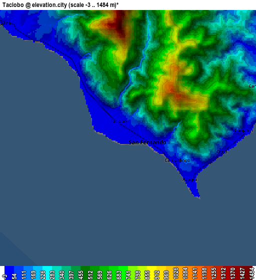 Zoom OUT 2x Taclobo, Philippines elevation map