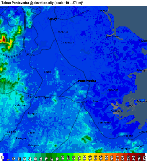 Zoom OUT 2x Tabuc Pontevedra, Philippines elevation map