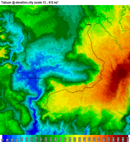 Zoom OUT 2x Tabuan, Philippines elevation map