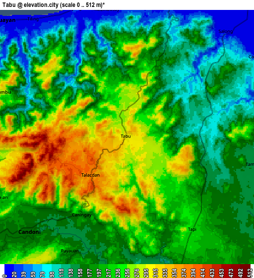 Zoom OUT 2x Tabu, Philippines elevation map