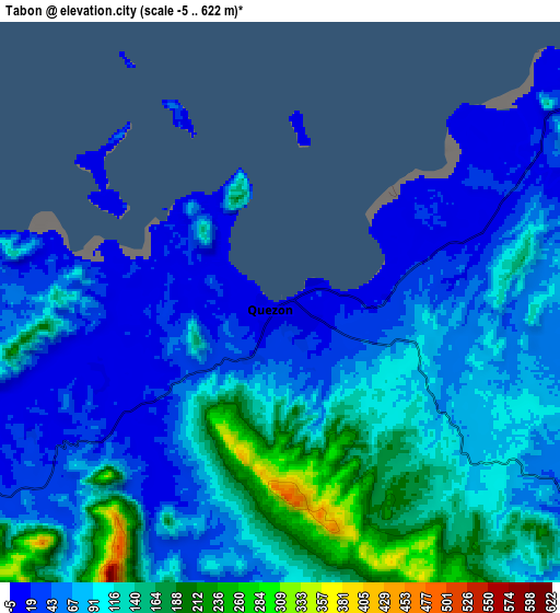 Zoom OUT 2x Tabon, Philippines elevation map