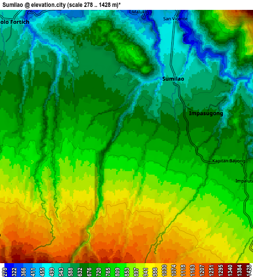 Zoom OUT 2x Sumilao, Philippines elevation map