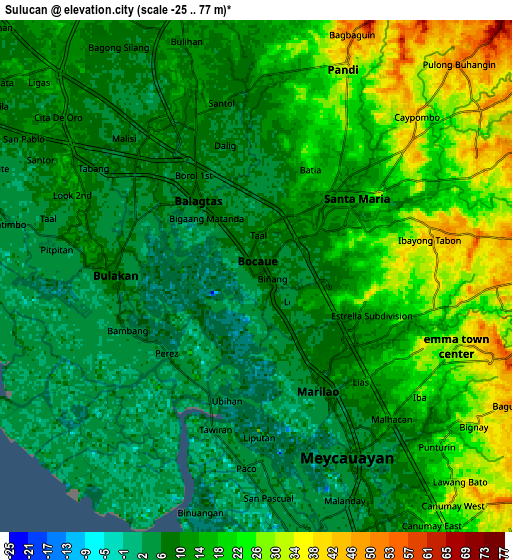 Zoom OUT 2x Sulucan, Philippines elevation map