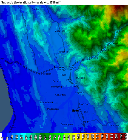 Zoom OUT 2x Subusub, Philippines elevation map