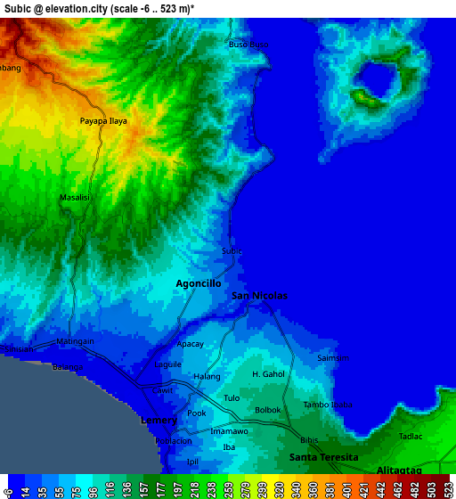 Zoom OUT 2x Subic, Philippines elevation map