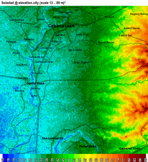 Zoom OUT 2x Soledad, Philippines elevation map