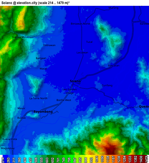 Zoom OUT 2x Solano, Philippines elevation map
