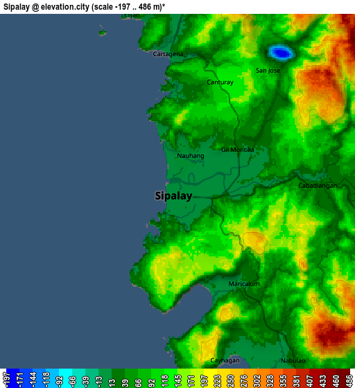 Zoom OUT 2x Sipalay, Philippines elevation map