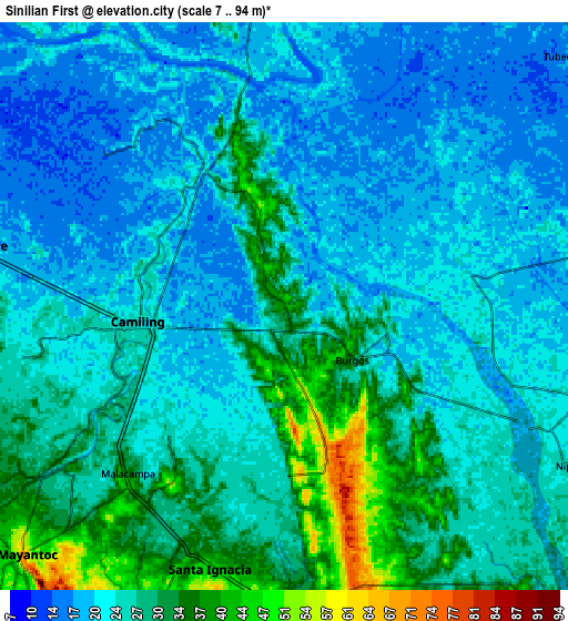 Zoom OUT 2x Sinilian First, Philippines elevation map