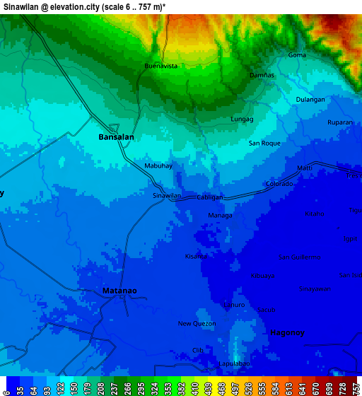 Zoom OUT 2x Sinawilan, Philippines elevation map