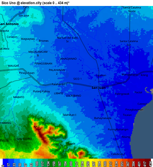 Zoom OUT 2x Sico Uno, Philippines elevation map