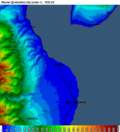 Zoom OUT 2x Sibulan, Philippines elevation map