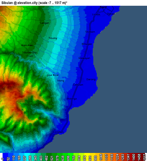 Zoom OUT 2x Sibulan, Philippines elevation map