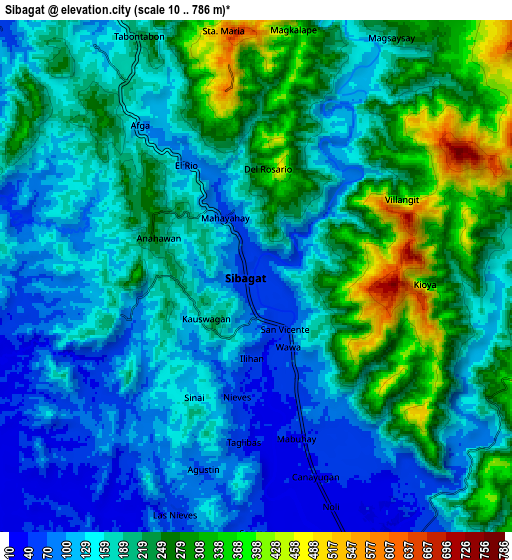 Zoom OUT 2x Sibagat, Philippines elevation map