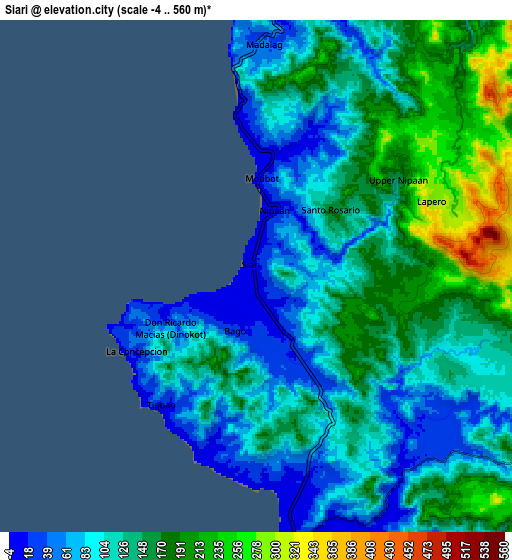 Zoom OUT 2x Siari, Philippines elevation map