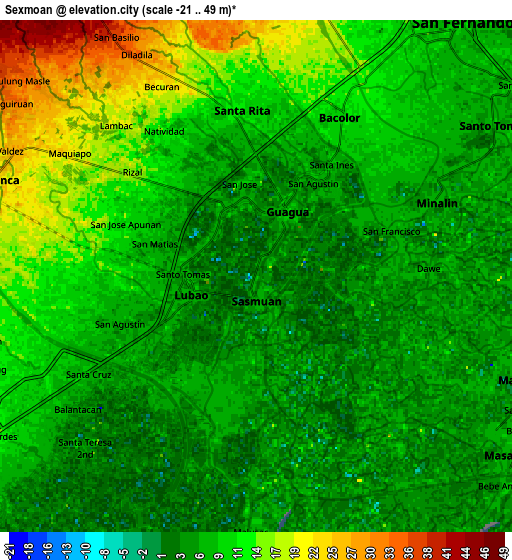 Zoom OUT 2x Sexmoan, Philippines elevation map