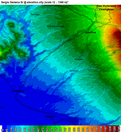 Zoom OUT 2x Sergio Osmeña Sr, Philippines elevation map