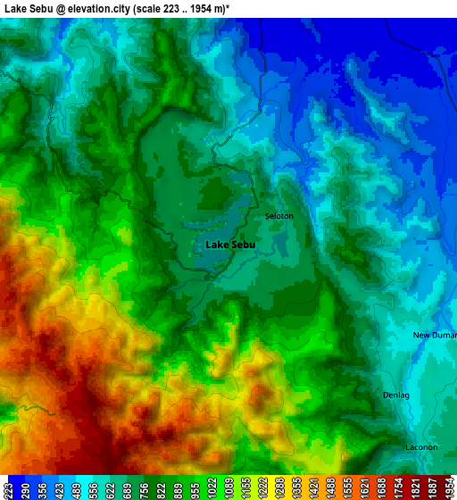 Zoom OUT 2x Lake Sebu, Philippines elevation map