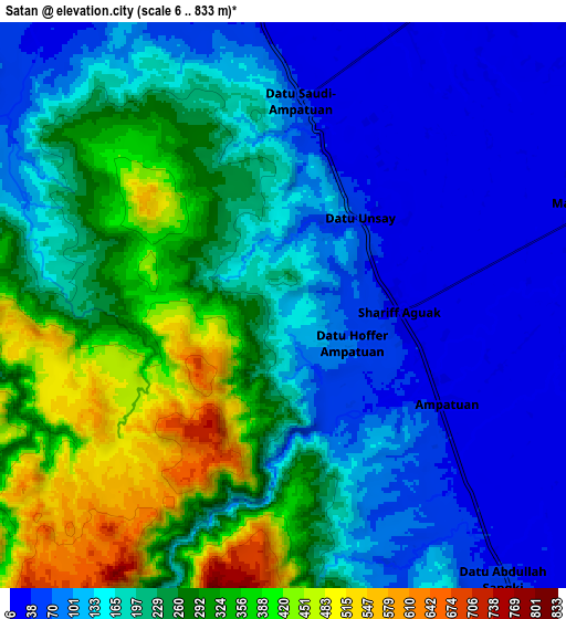 Zoom OUT 2x Satan, Philippines elevation map