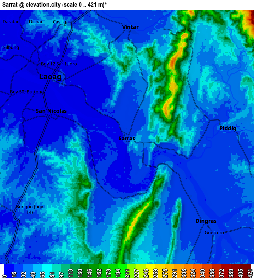 Zoom OUT 2x Sarrat, Philippines elevation map