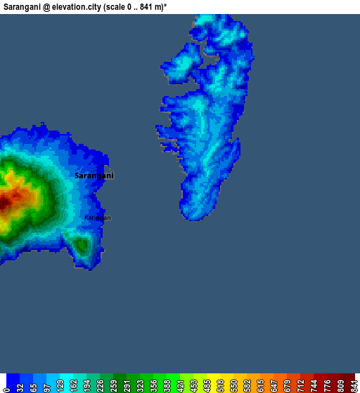 Zoom OUT 2x Sarangani, Philippines elevation map