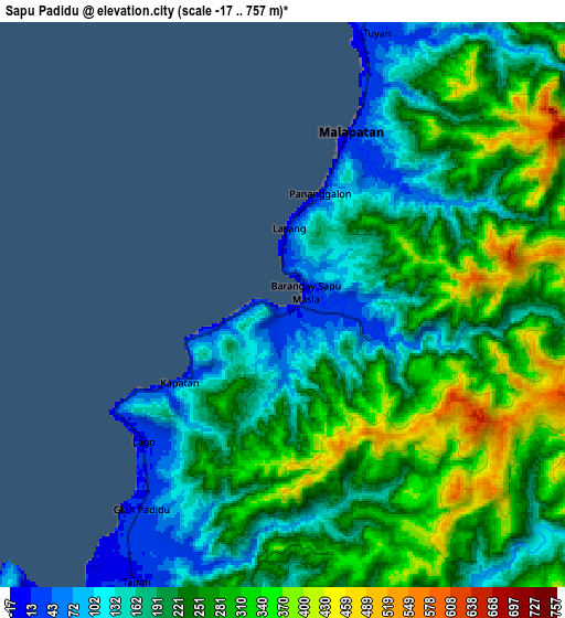 Zoom OUT 2x Sapu Padidu, Philippines elevation map