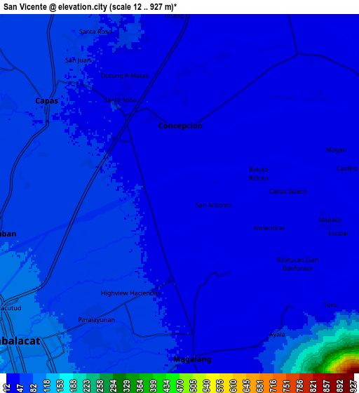 Zoom OUT 2x San Vicente, Philippines elevation map