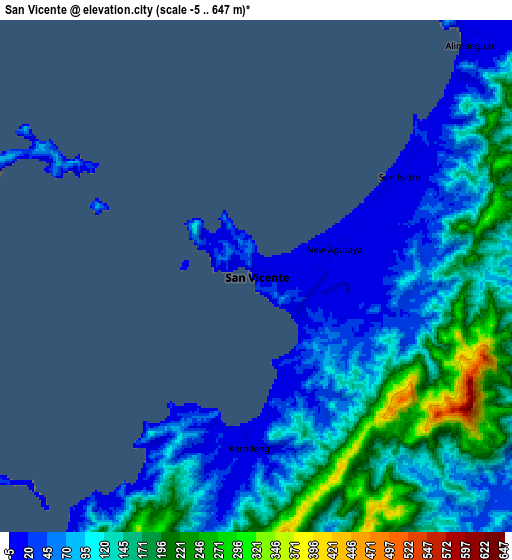 Zoom OUT 2x San Vicente, Philippines elevation map