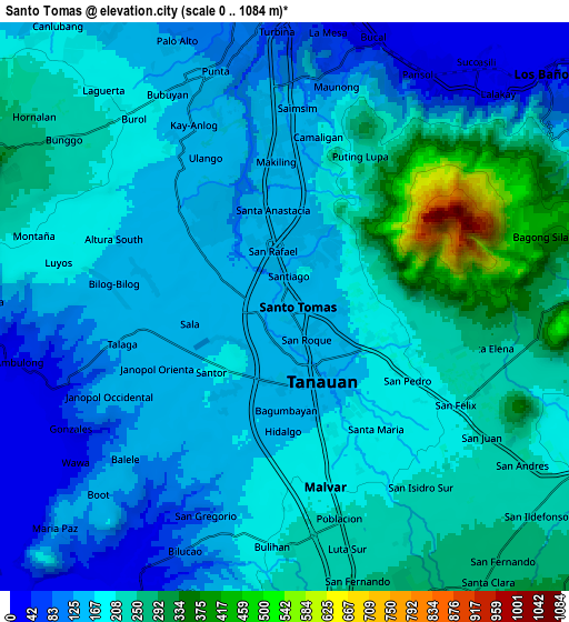 Zoom OUT 2x Santo Tomas, Philippines elevation map