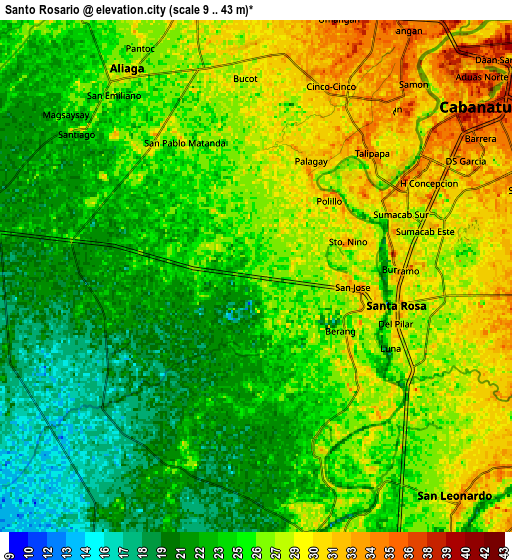 Zoom OUT 2x Santo Rosario, Philippines elevation map