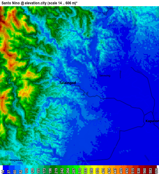 Zoom OUT 2x Santo Niño, Philippines elevation map