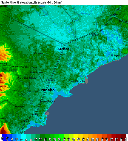 Zoom OUT 2x Santo Niño, Philippines elevation map