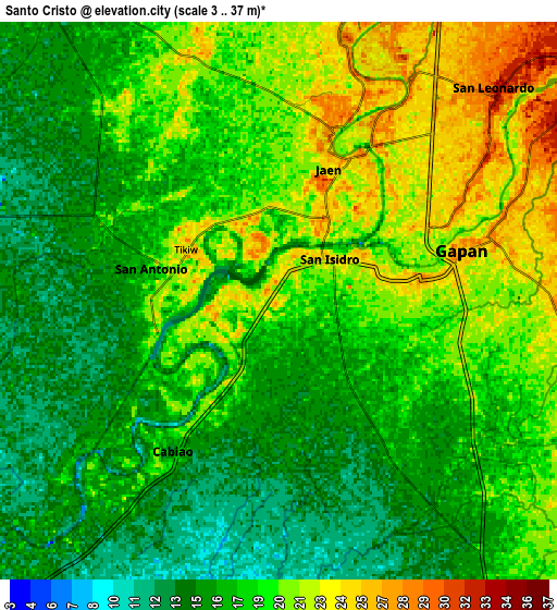 Zoom OUT 2x Santo Cristo, Philippines elevation map