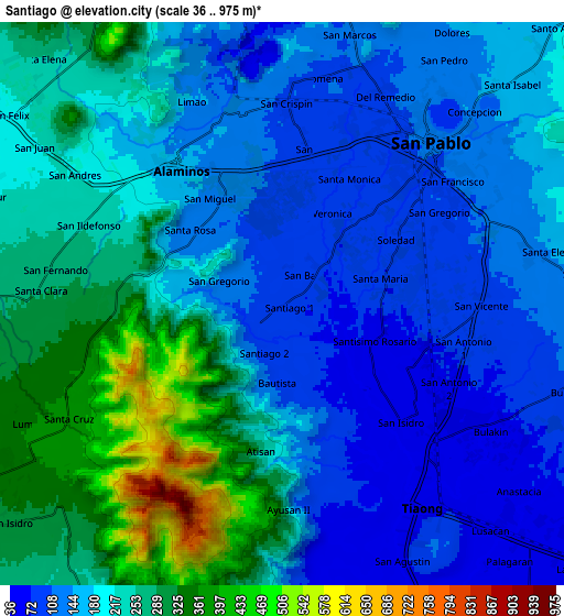 Zoom OUT 2x Santiago, Philippines elevation map