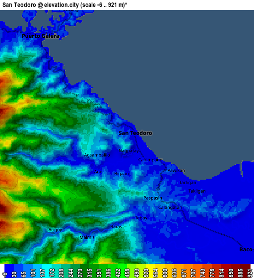 Zoom OUT 2x San Teodoro, Philippines elevation map