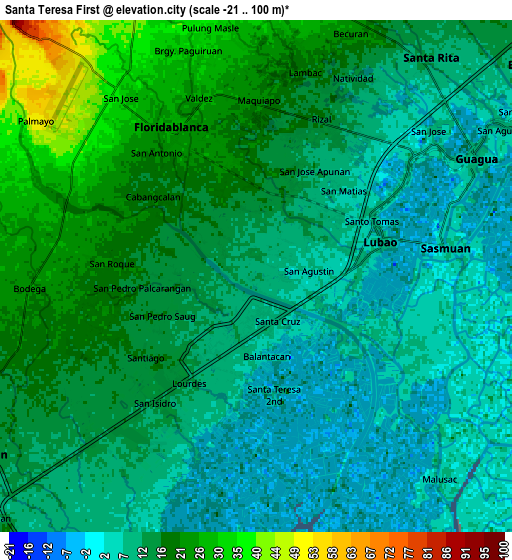 Zoom OUT 2x Santa Teresa First, Philippines elevation map