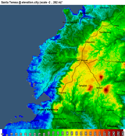 Zoom OUT 2x Santa Teresa, Philippines elevation map